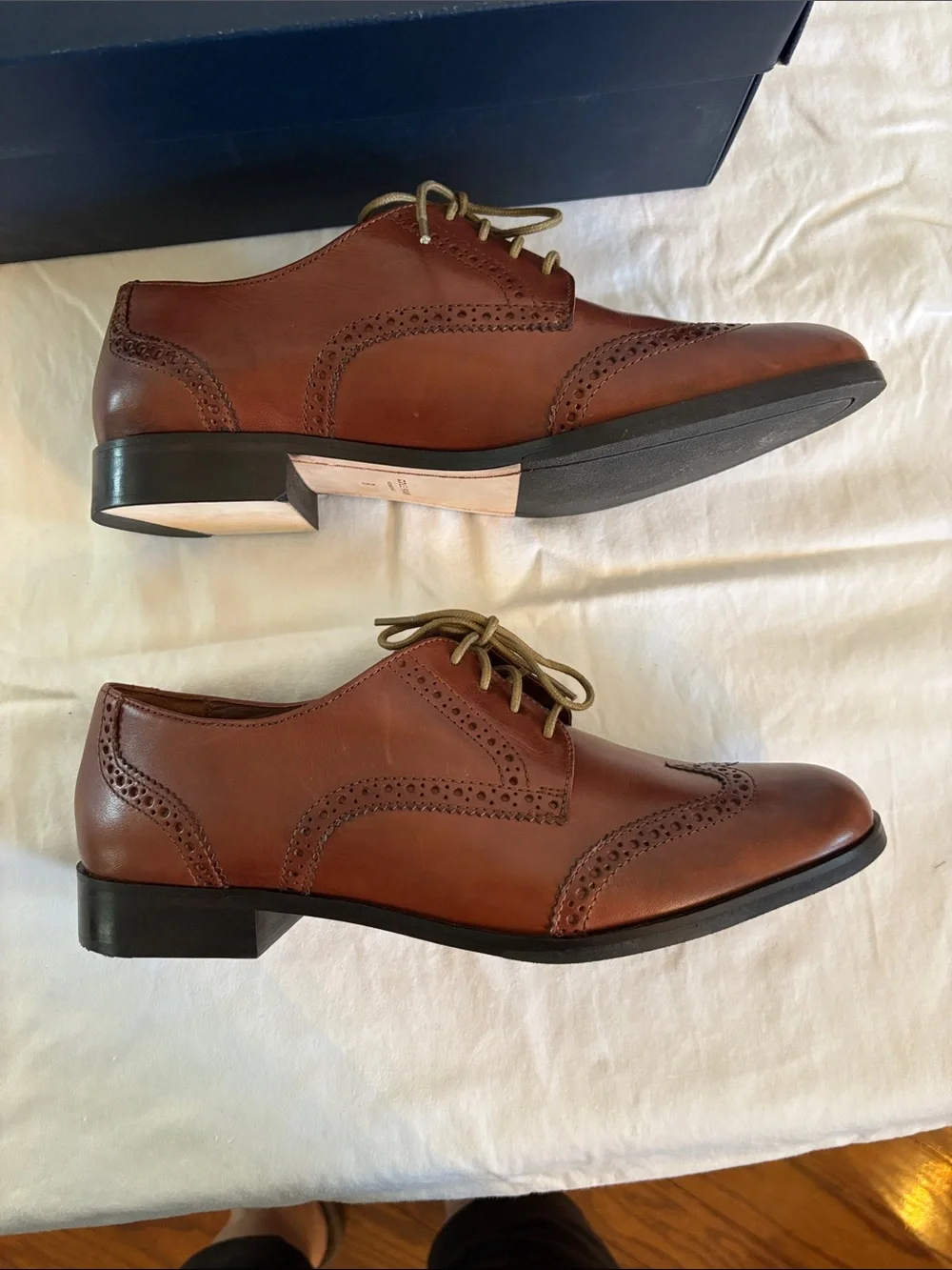 NEW IN BOX Womens Cole Haan Brown Leather Wingtip Derby Oxfords